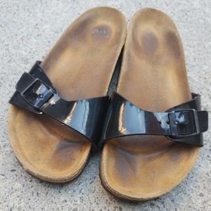 Black Birkenstock slides